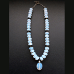 Opalite with Indonesian sterling silver spacers with pearl and sterling silver handmade chain necklace